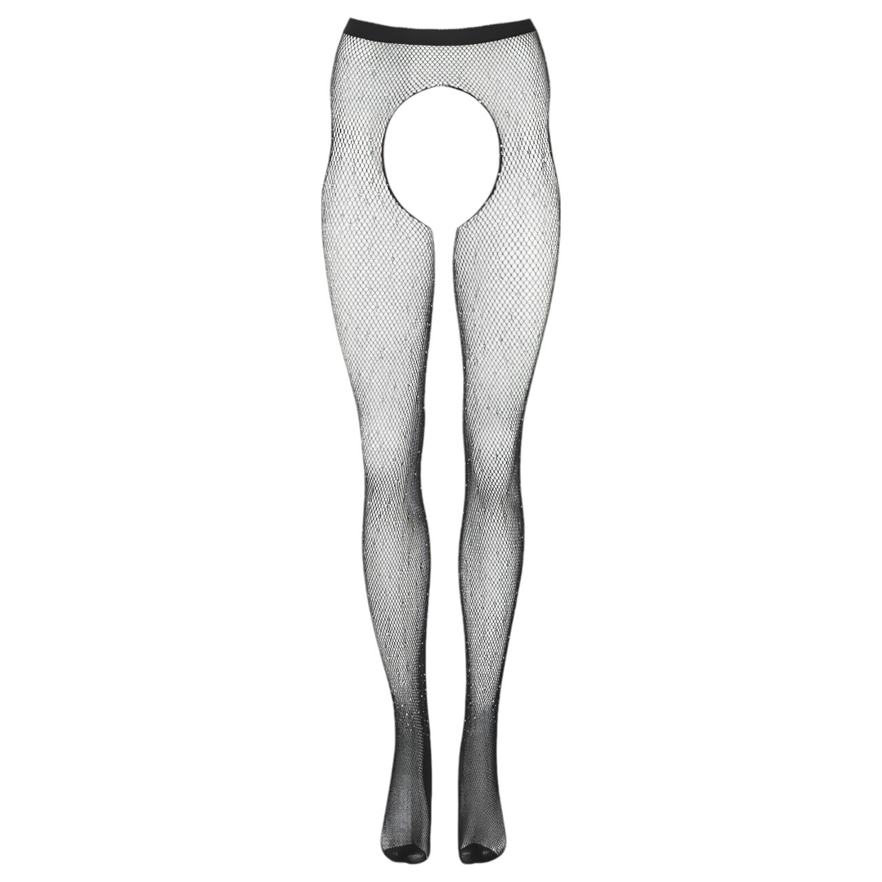 Cottelli Legwear - nyitott, csillogó harisnya (fekete, S-L)