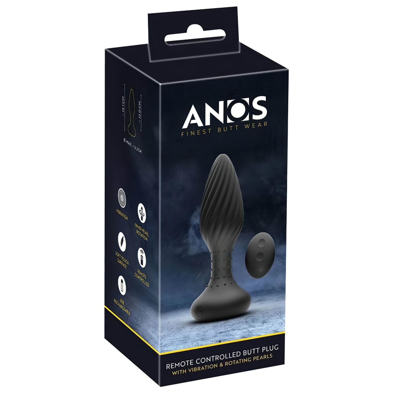ANOS - forgó gyöngyös anál vibrátor (fekete) ANOS - forgó gyöngyös anál vibrátor (fekete)
