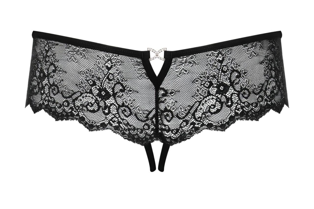 Obsessive Merossa - strasszos, nyitott női tanga (fekete) Obsessive Merossa - strasszos, nyitott női tanga (fekete)