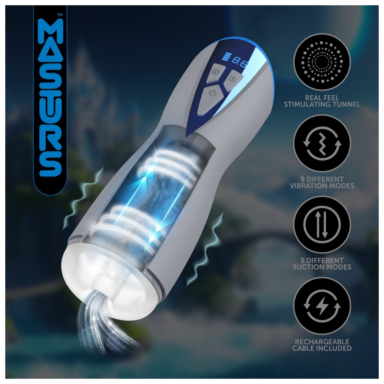 Masturs Eloa - szívó-rezgő AR maszturbátor (szürke) Masturs Eloa - szívó-rezgő AR maszturbátor (szürke)