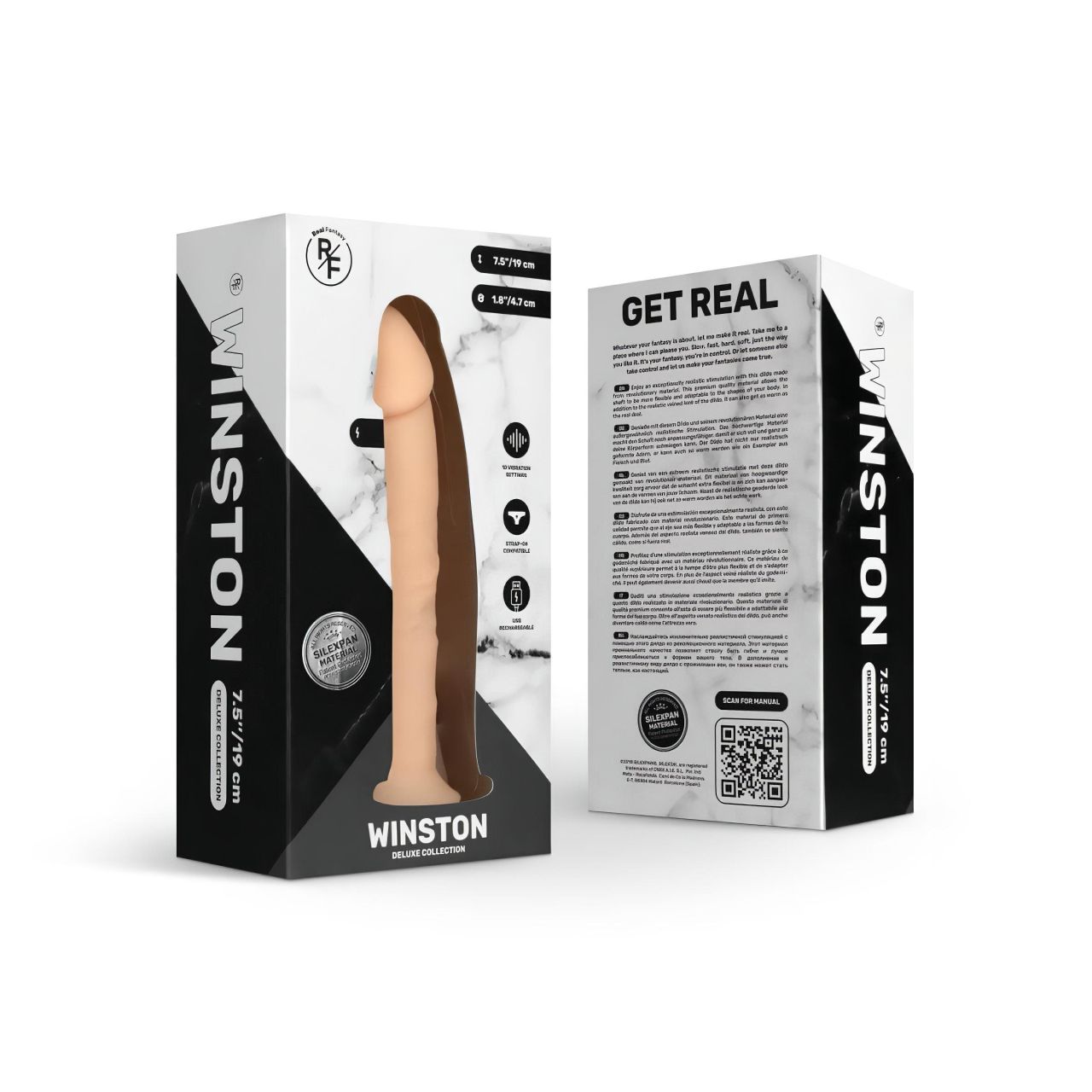 Real Fantasy Winston - tapadókorongos vibrátor - 19 cm (natúr) Real Fantasy Winston - tapadókorongos vibrátor - 19 cm (natúr)