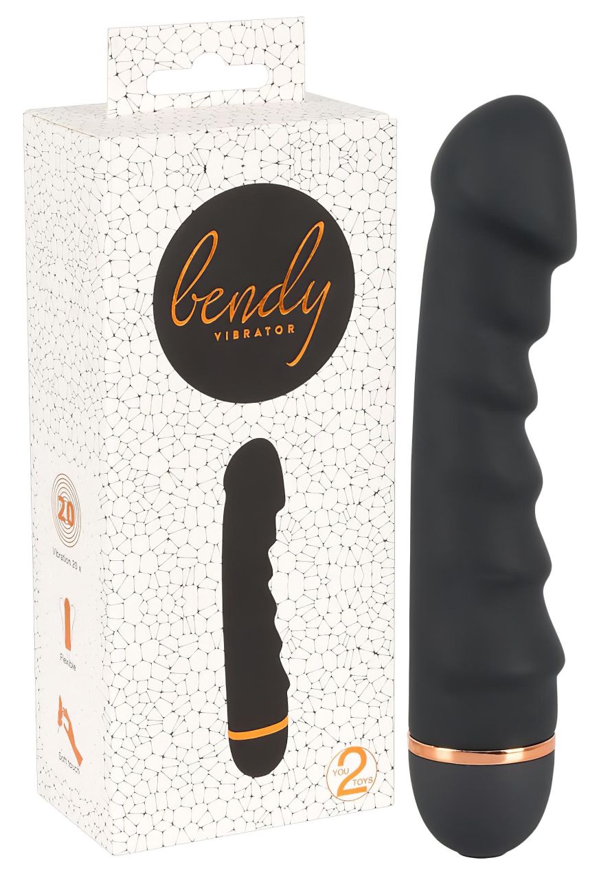 You2Toys - Bendy Ripple - bordázott vibrátor (fekete)