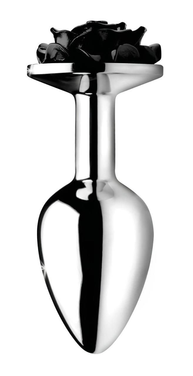 Booty Sparks Black Rose - alumínium anál plug (ezüst-fekete)