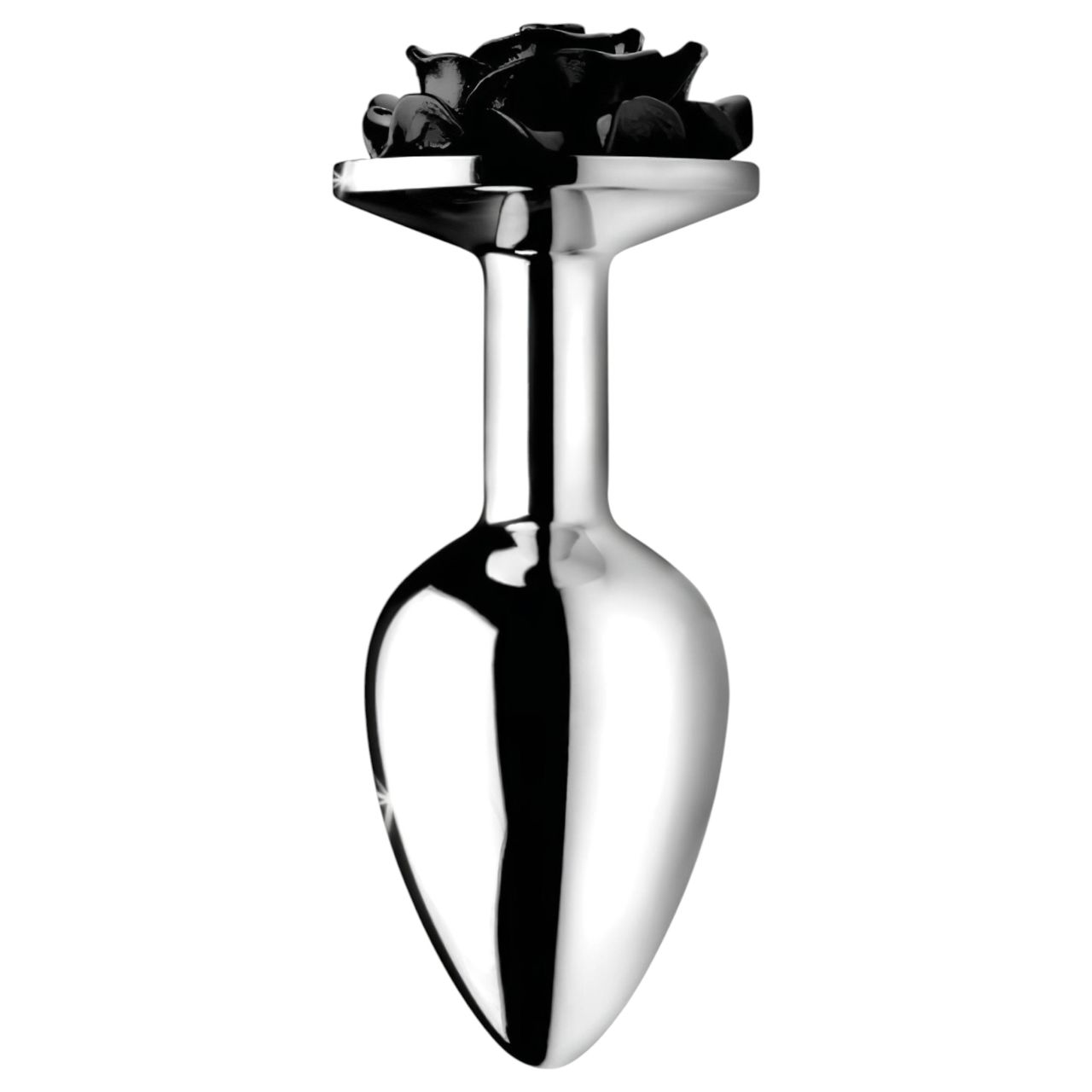 Booty Sparks Black Rose - alumínium anál plug (ezüst-fekete) Booty Sparks Black Rose - alumínium anál plug (ezüst-fekete)