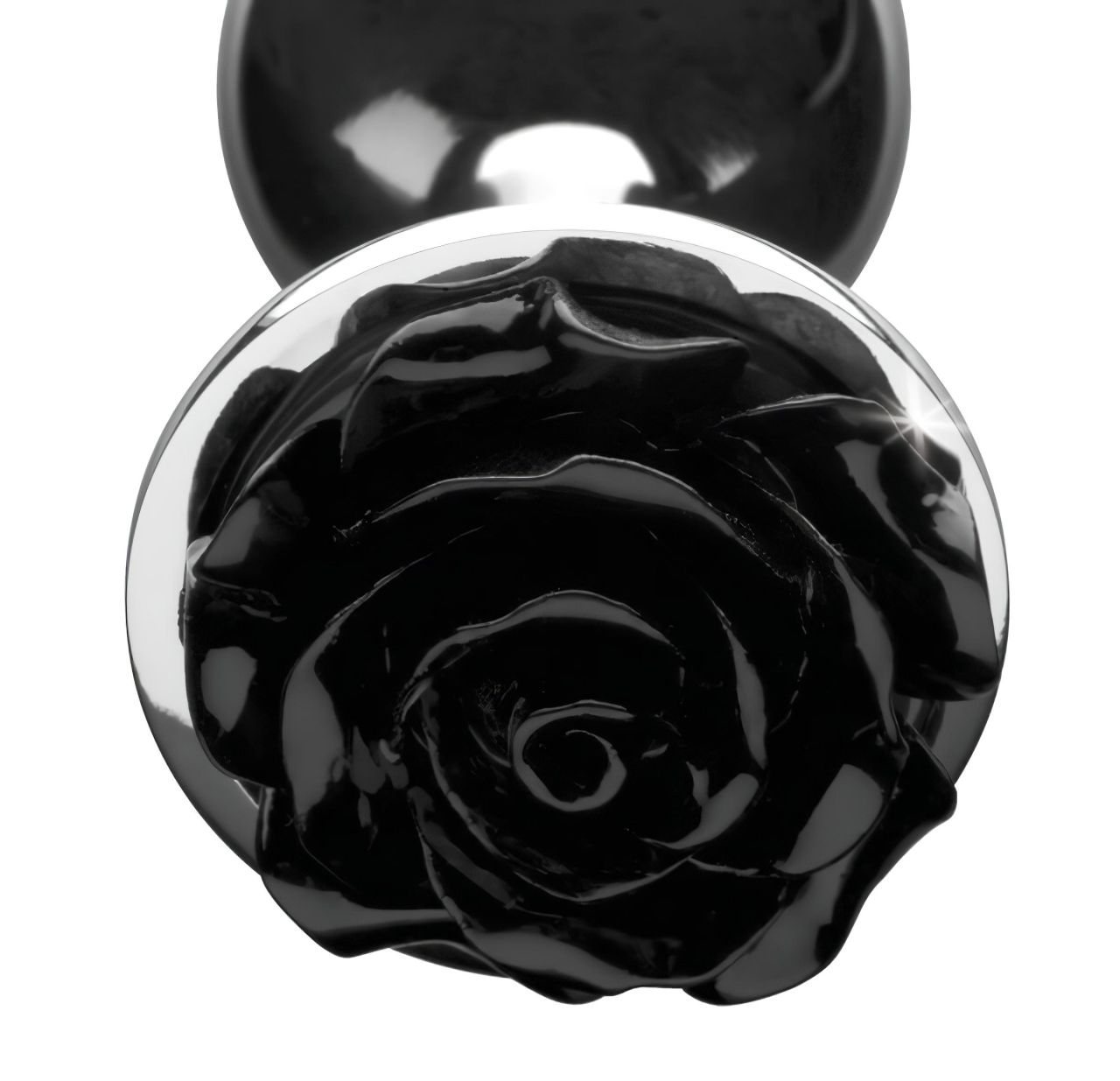 Booty Sparks Black Rose - alumínium anál plug (ezüst-fekete) Booty Sparks Black Rose - alumínium anál plug (ezüst-fekete)