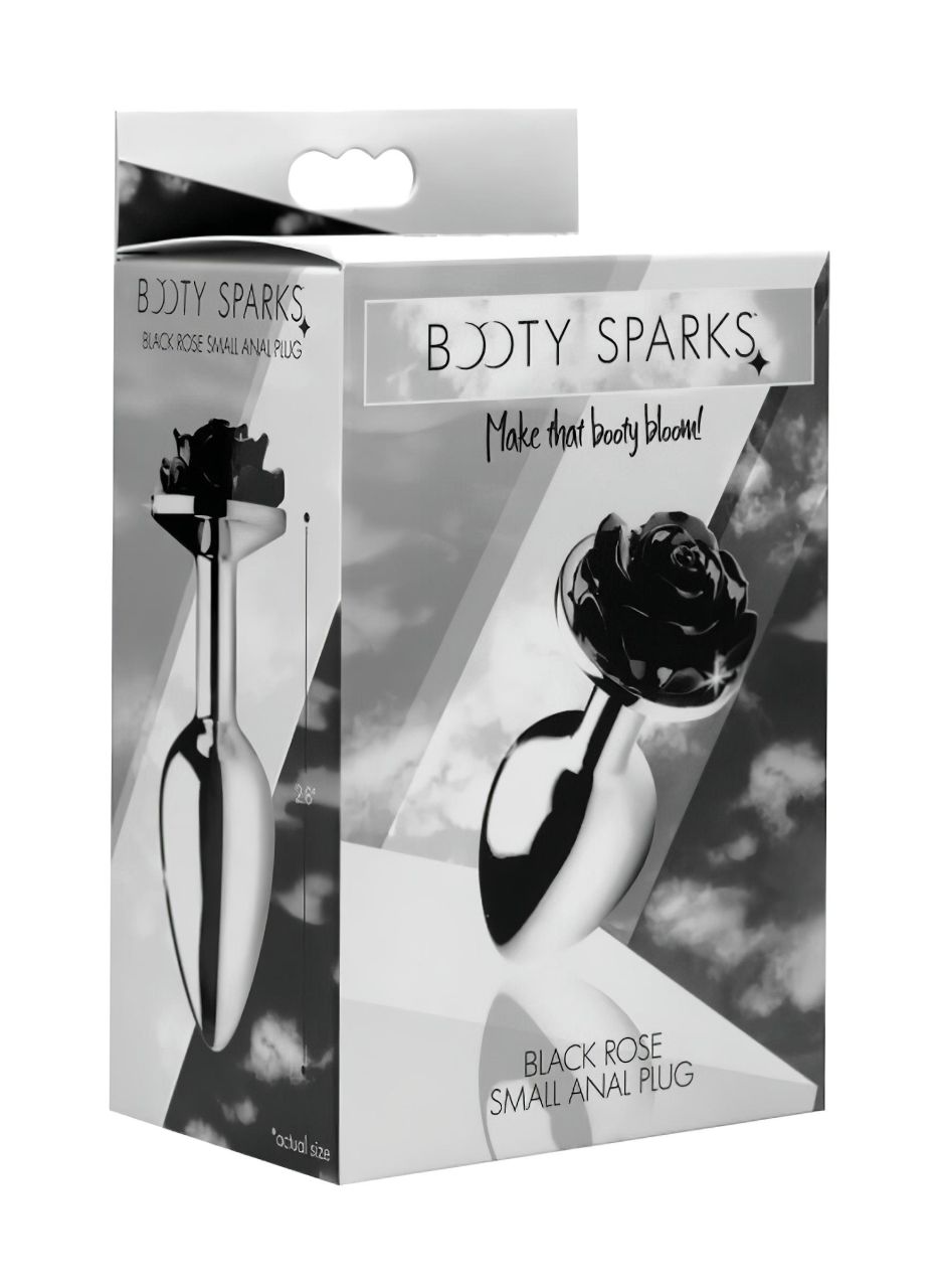 Booty Sparks Black Rose - alumínium anál plug (ezüst-fekete) Booty Sparks Black Rose - alumínium anál plug (ezüst-fekete)