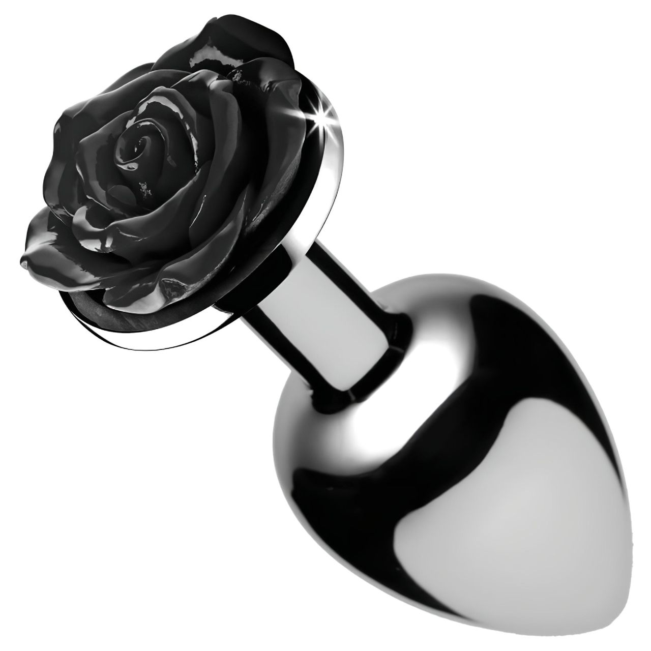 Booty Sparks Black Rose - alumínium anál plug (ezüst-fekete)