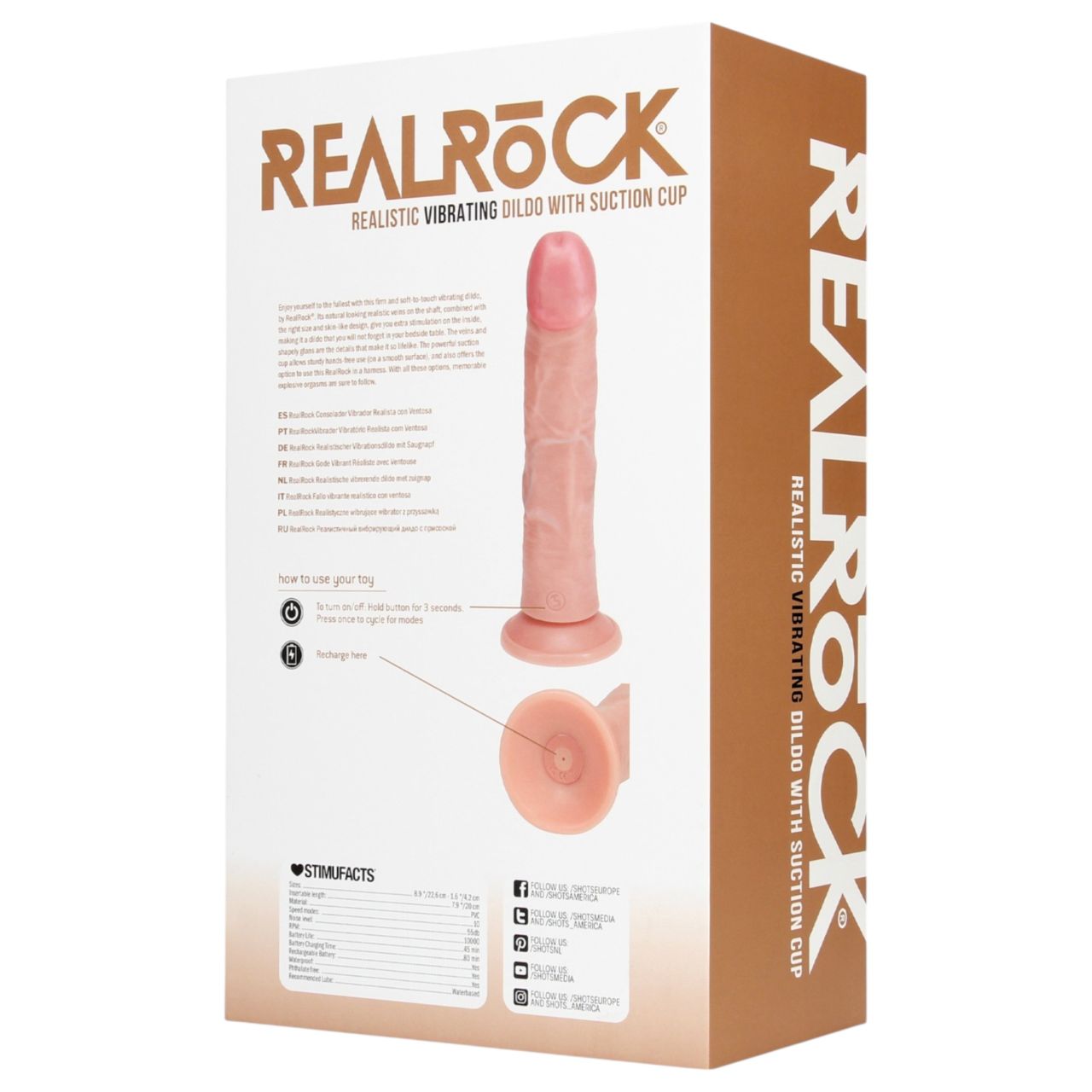 RealRock - tapadókorongos vibrátor - natúr (20,5cm) RealRock - tapadókorongos vibrátor - natúr (20,5cm)