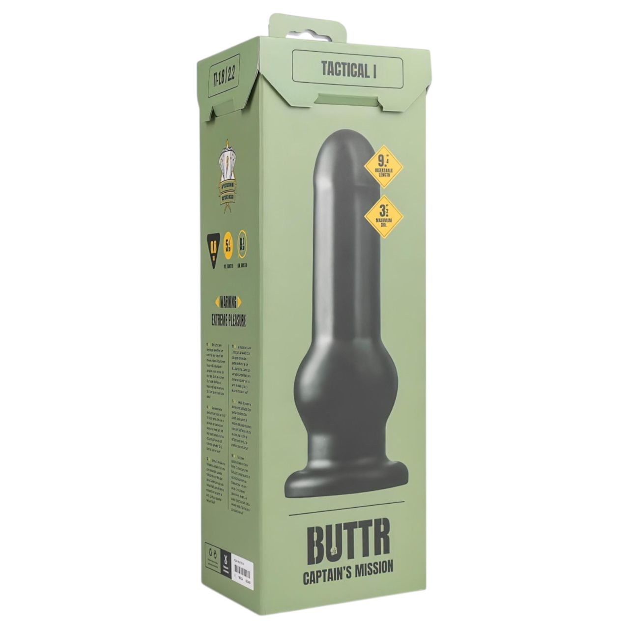 BUTTR Tactical I - tapadókorongos dildó (fekete)
