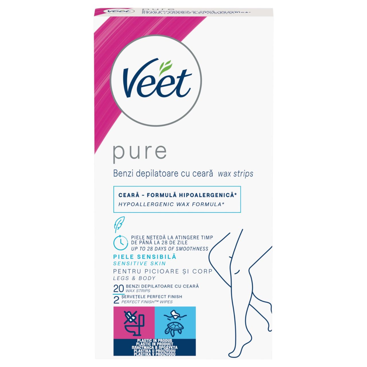 Veet Pure - gyantaszalagok lábra és testre - érzékeny bőrre (20db) Veet Pure - gyantaszalagok lábra és testre - érzékeny bőrre (20db)