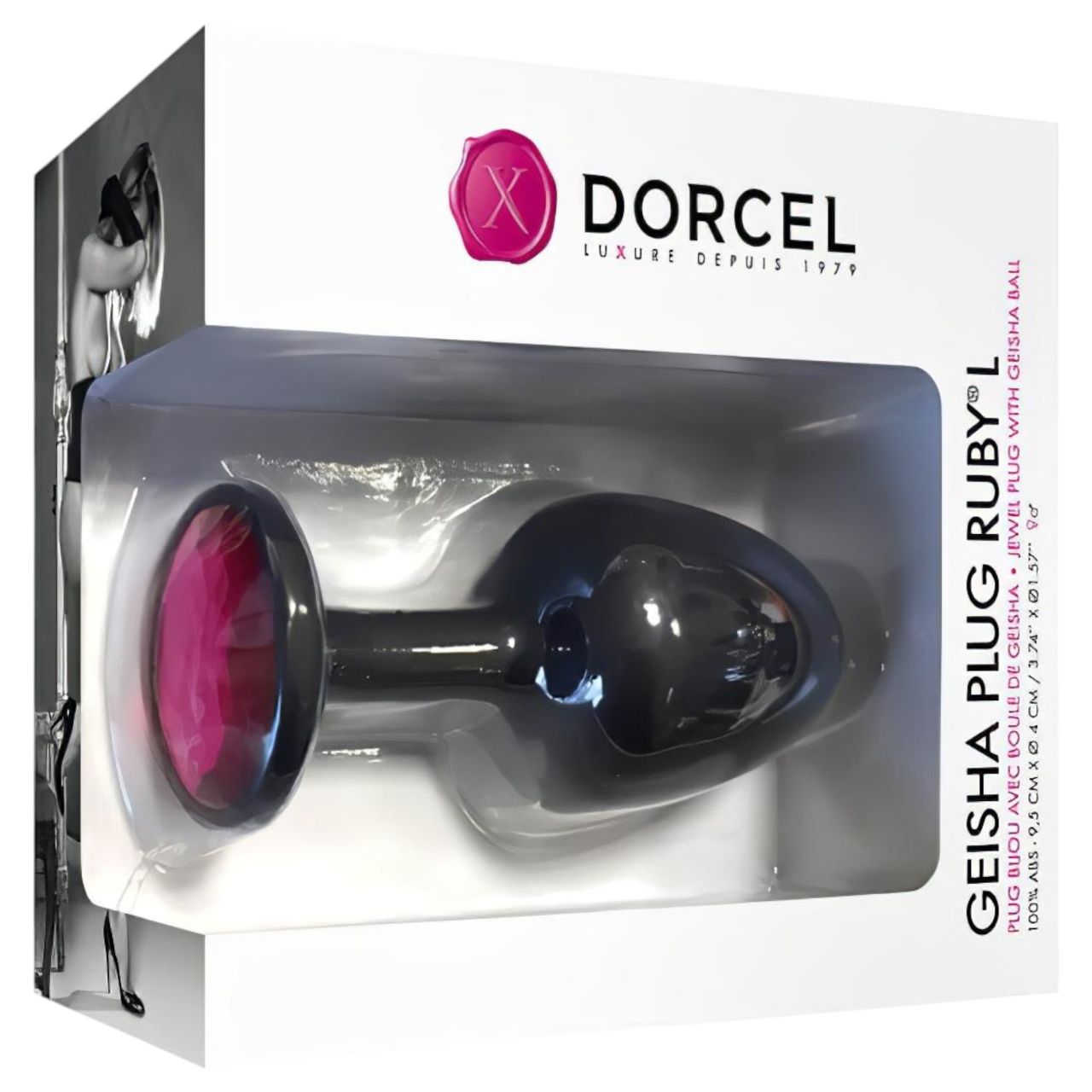 / Dorcel Geisha Plug Ruby L - pink köves anál plug (fekete)