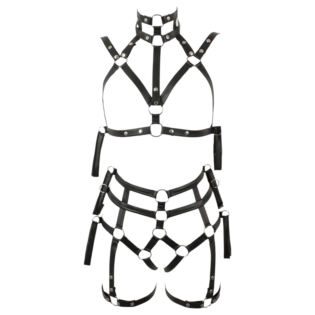 / Bad Kitty - bondage testhám melltartó szett (fekete)