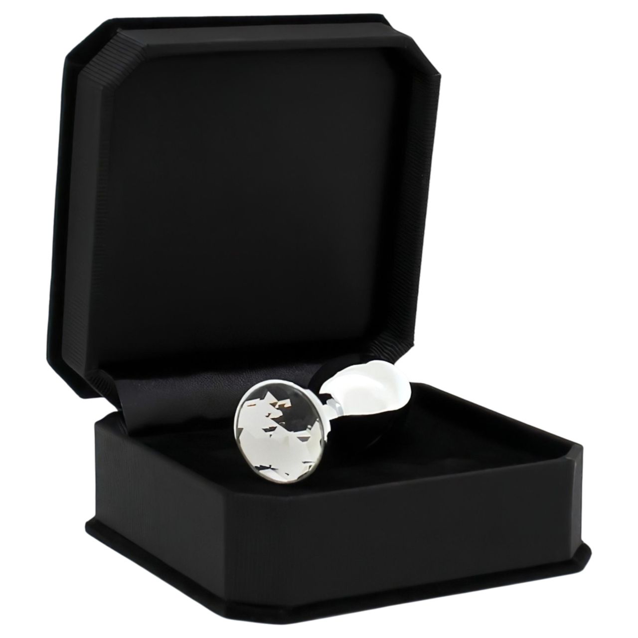 Rimba XS - átlátszó köves, fém butt plug (ezüst)