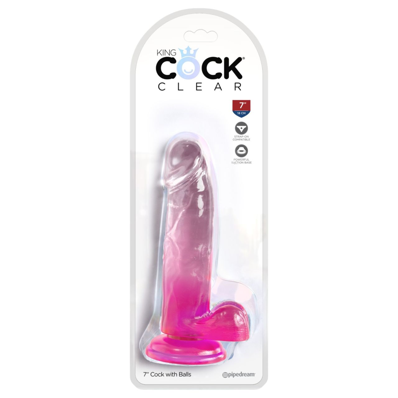 King Cock Clear 7 - herés dildó (rózsaszín)