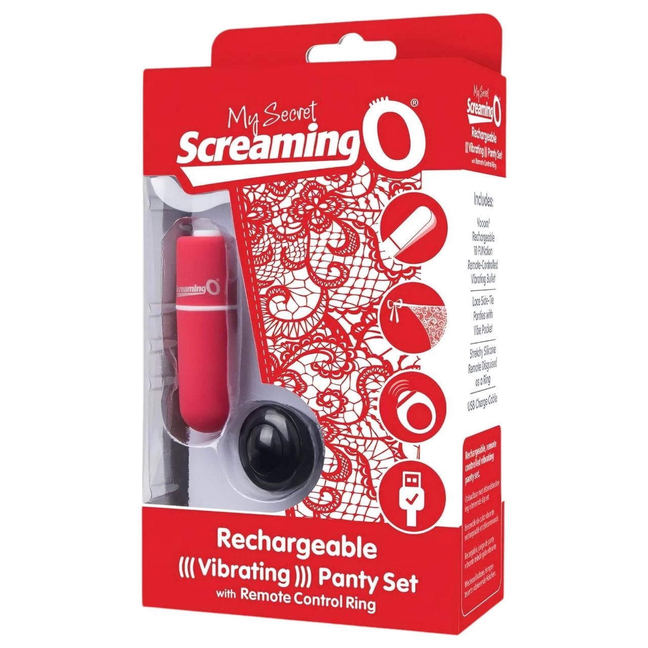 Screaming O Panty Set - vibrációs tanga (piros, S-L) Screaming O Panty Set - vibrációs tanga (piros, S-L)