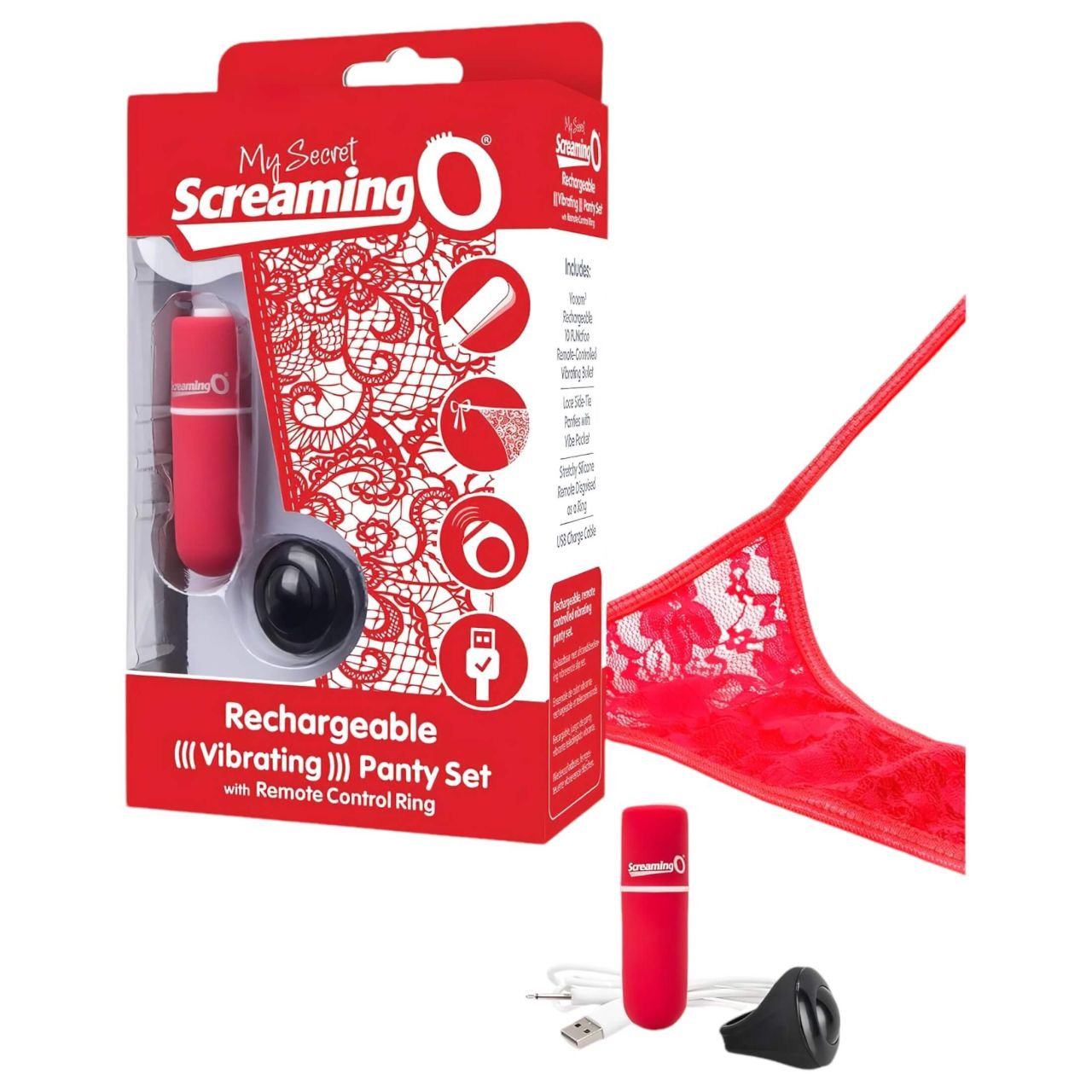 Screaming O Panty Set - vibrációs tanga (piros, S-L) Screaming O Panty Set - vibrációs tanga (piros, S-L)