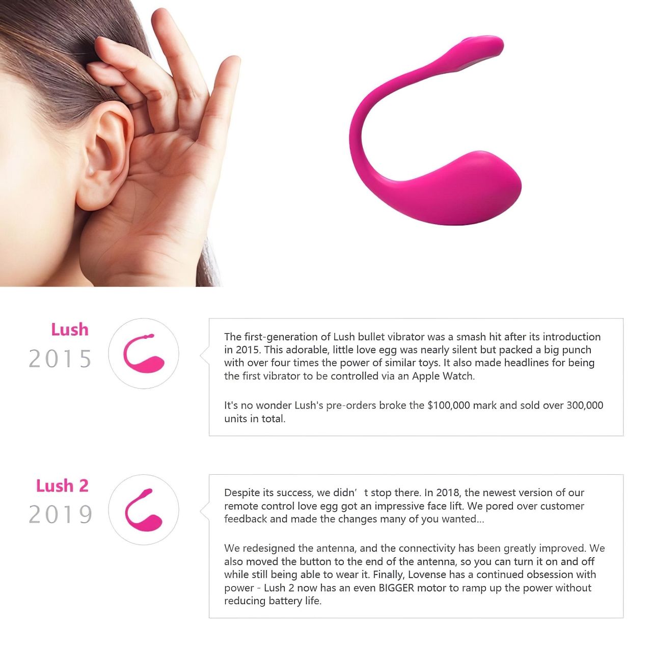 Lovense Lush 2 - hordható App-vezérelt vibrációs tojás (pink)