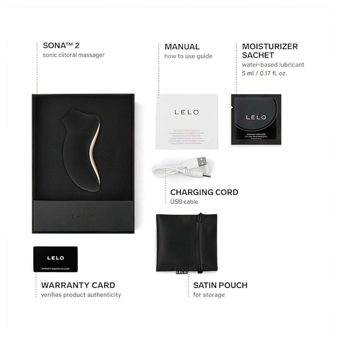 LELO Sona 2 - hanghullámos csiklóizgató (fekete) LELO Sona 2 - hanghullámos csiklóizgató (fekete)