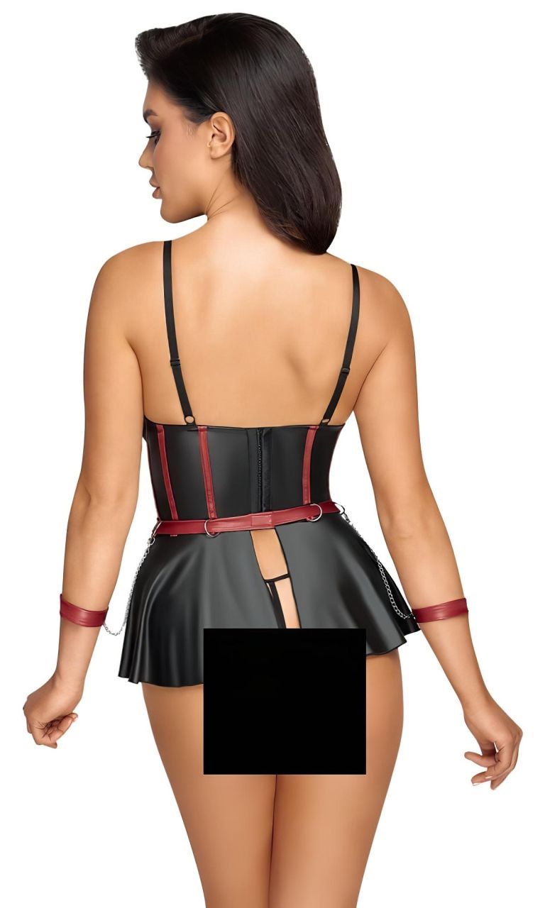 Cottelli Bondage - fényes szett és kar bilincs (fekete)