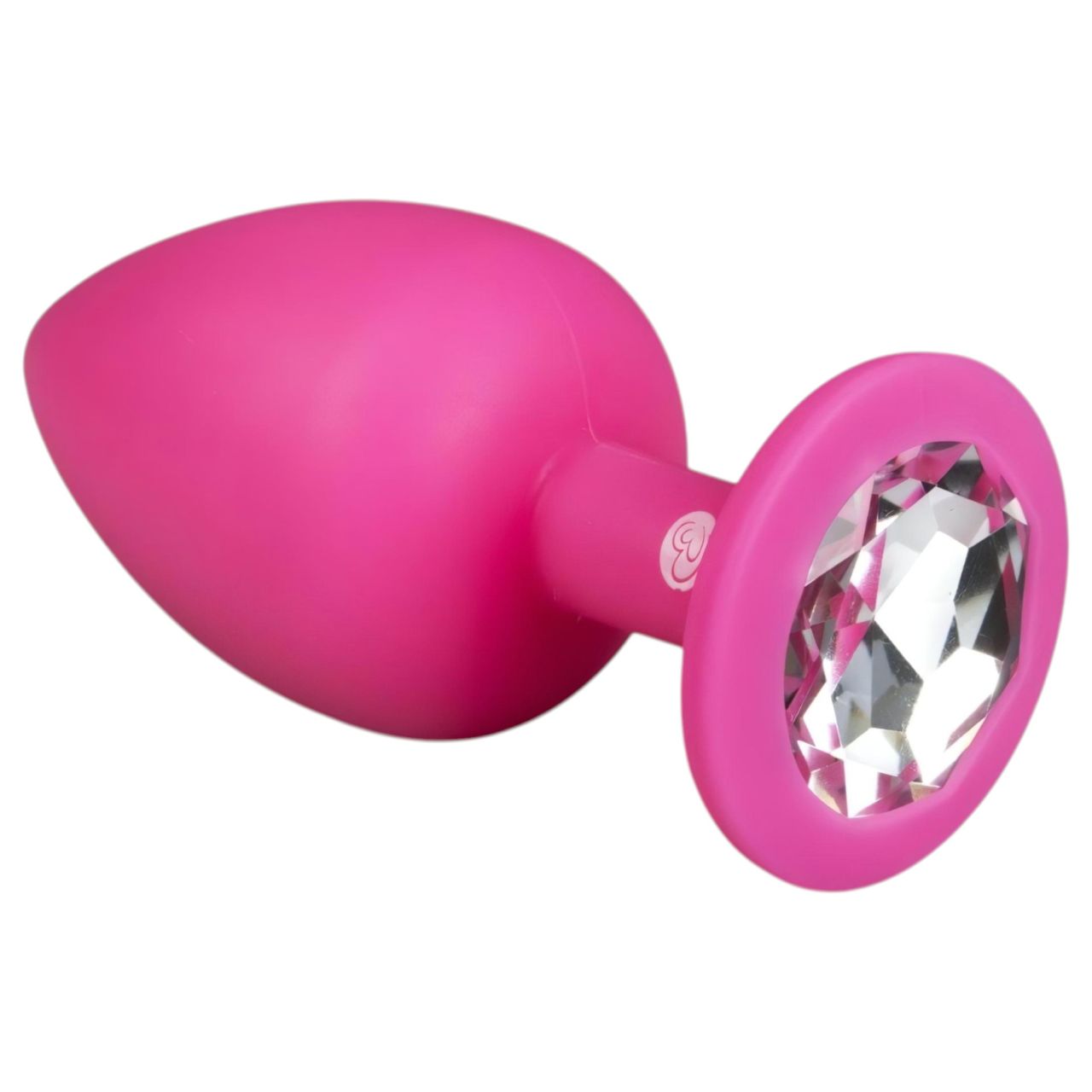 Easytoys Diamond - fehér köves anál plug (nagy) - pink