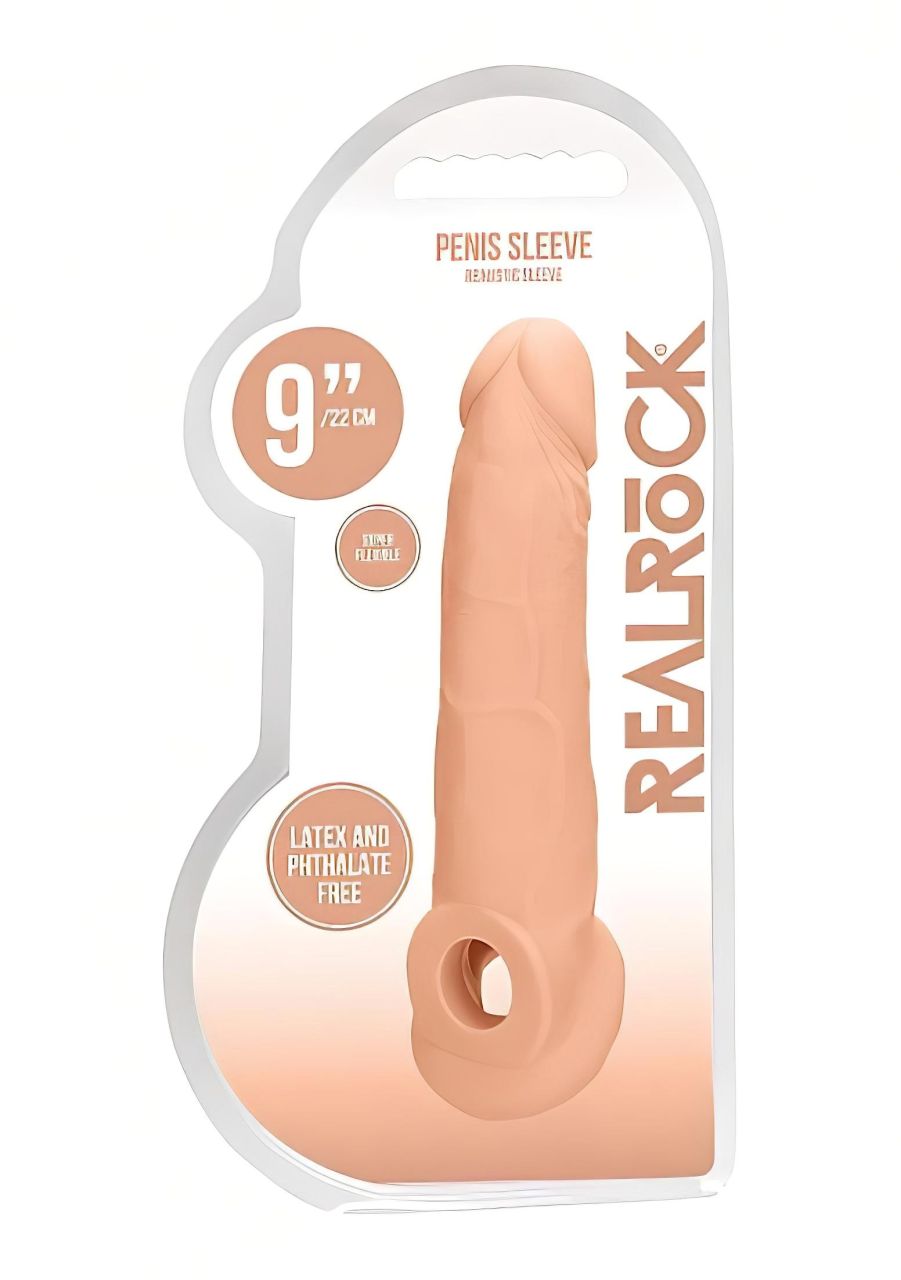RealRock Penis Sleeve 9 - péniszköpeny (21,5 cm, testszínű)