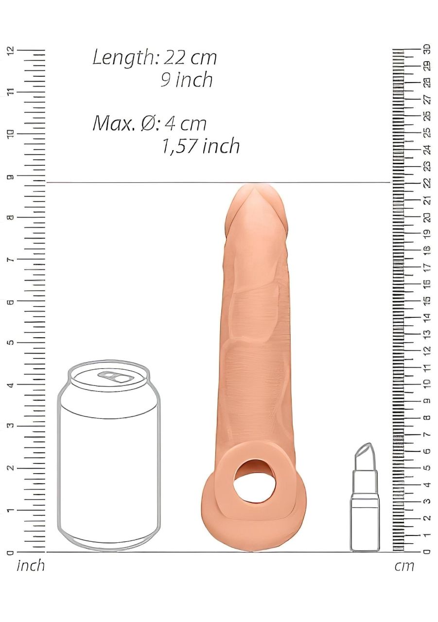 RealRock Penis Sleeve 9 - péniszköpeny (21,5 cm, testszínű)