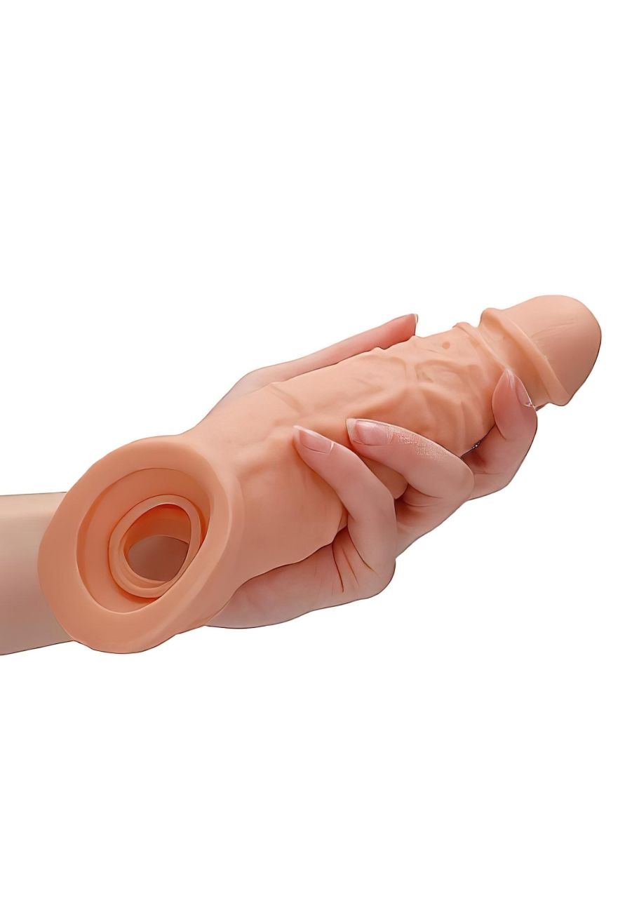 RealRock Penis Sleeve 9 - péniszköpeny (21,5 cm, testszínű)