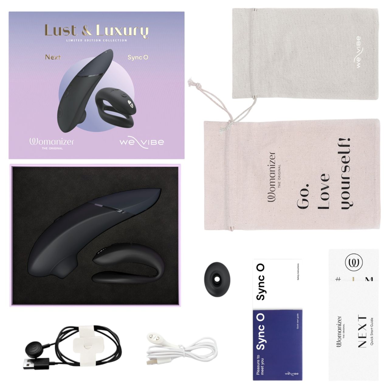 Womanizer Lust&Luxury - csikló- és párvibrátor szett (fekete) Womanizer Lust&Luxury - csikló- és párvibrátor szett (fekete)