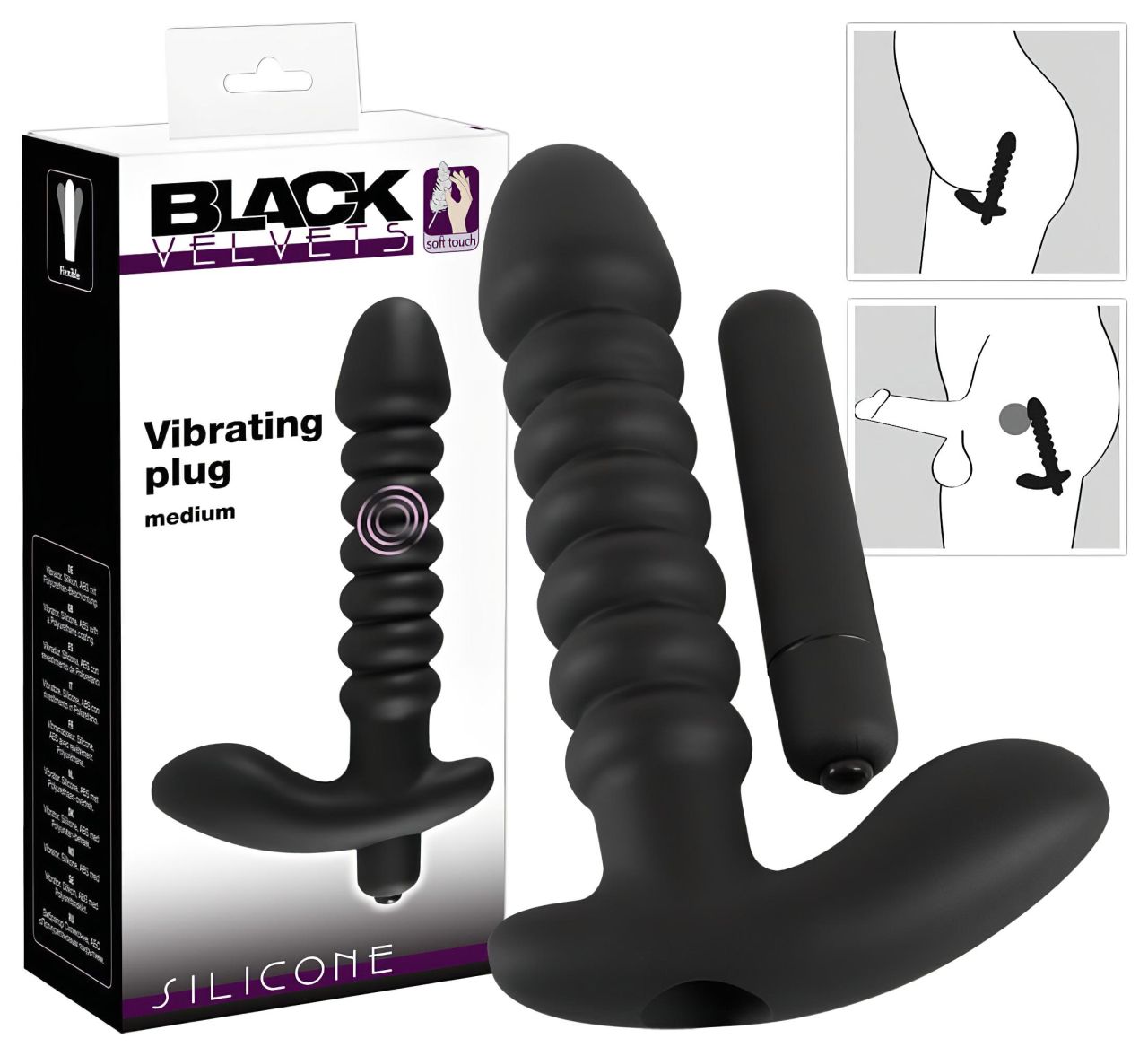 Black Velvets redős vibrátor - közepes (fekete)