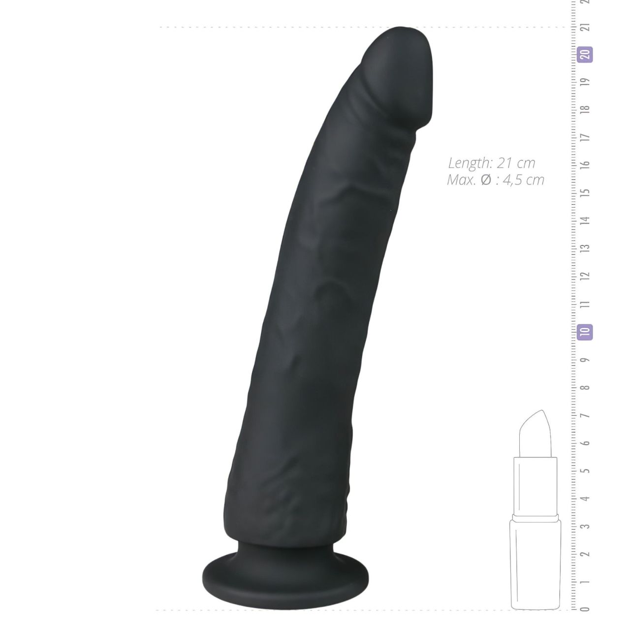 Easytoys - tapadókorongos 100% szilikon dildó (21cm) - fekete