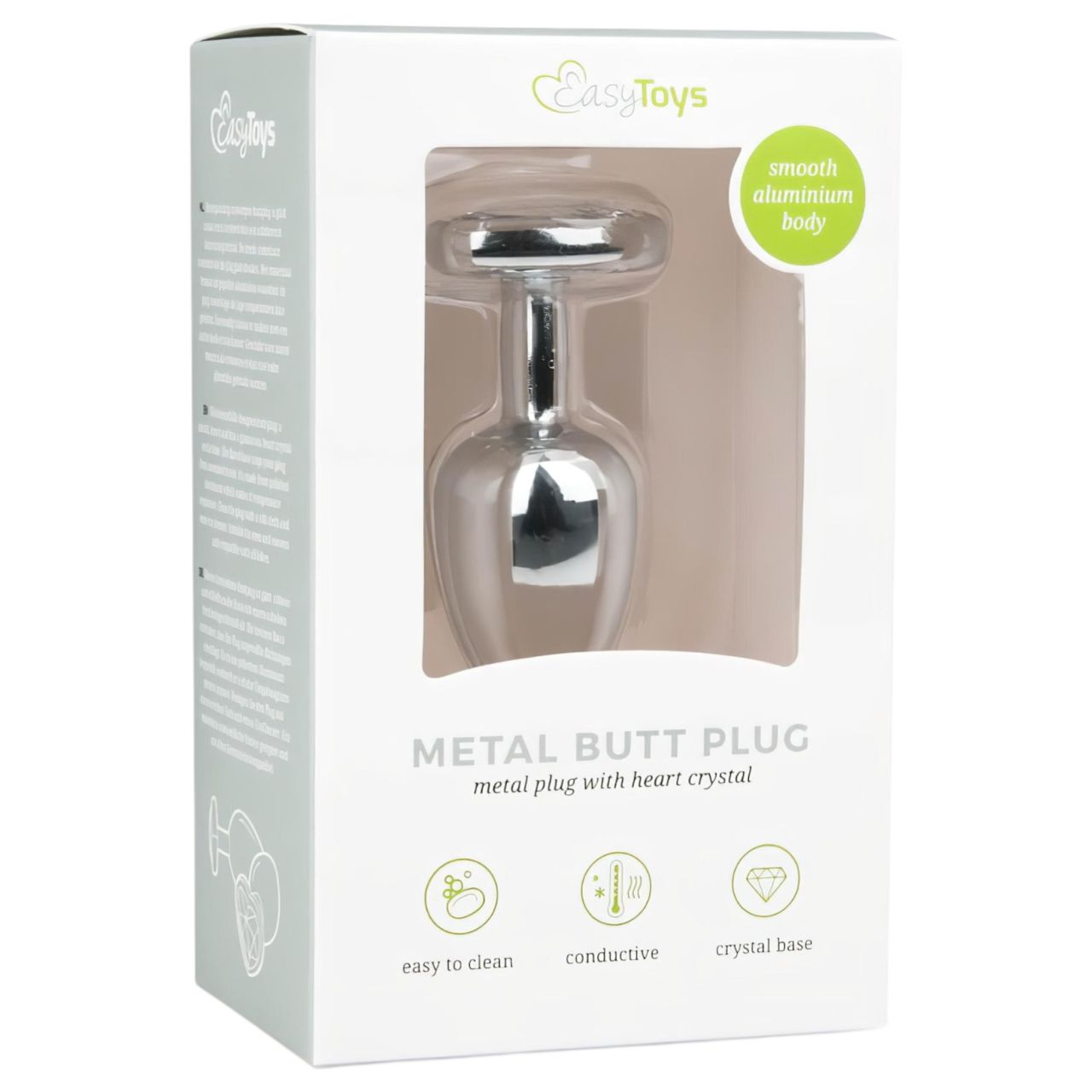 EasyToys Metal No.2 - anál plug szíves kővel (ezüst-fehér) EasyToys Metal No.2 - anál plug szíves kővel (ezüst-fehér)