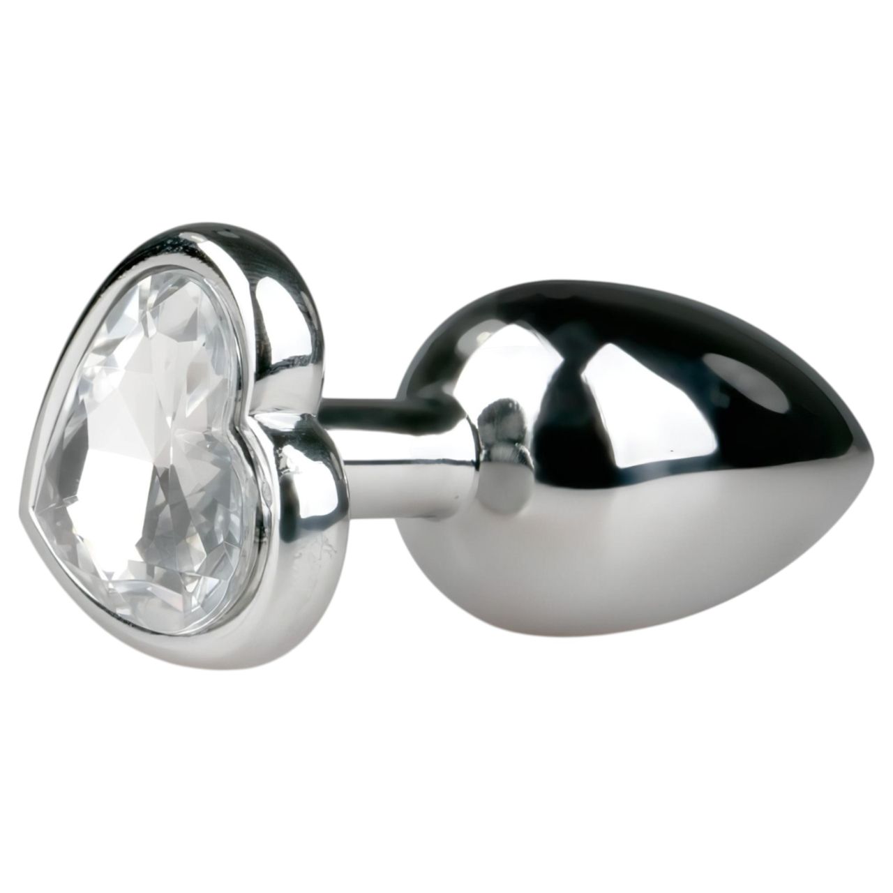 EasyToys Metal No.2 - anál plug szíves kővel (ezüst-fehér) EasyToys Metal No.2 - anál plug szíves kővel (ezüst-fehér)
