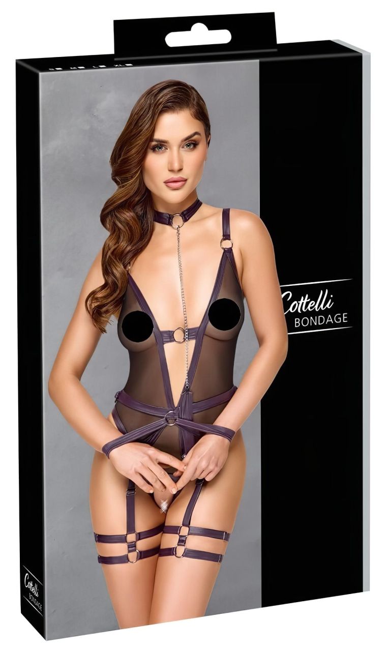 Cottelli Bondage - nyitott body és kar bilincs (fekete)