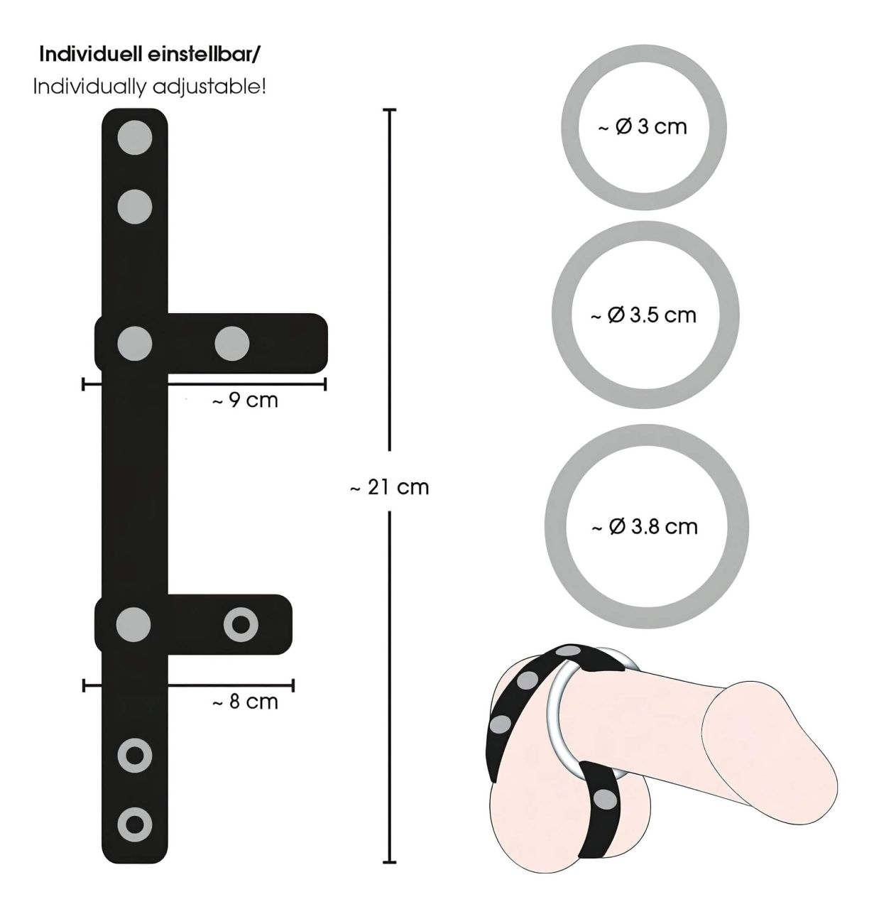 Bad Kitty - bőr heregyűrű és péniszgyűrű (fekete)