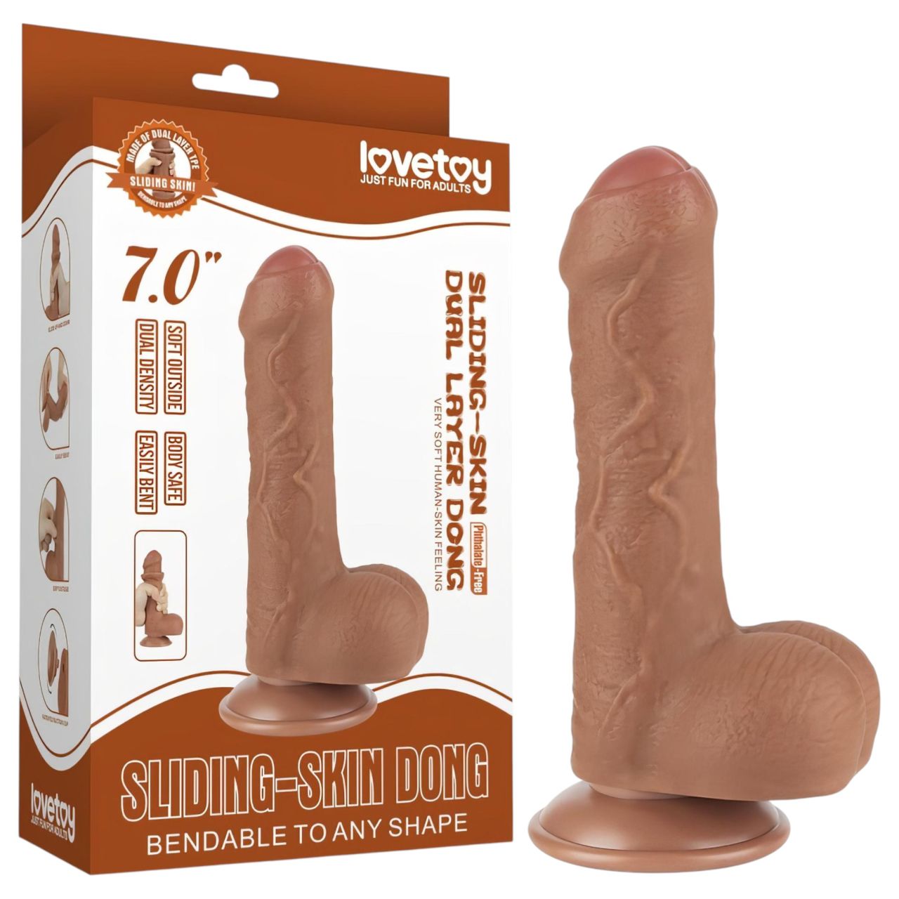 Lovetoy Sliding-Skin - herés kétrétegű dildó - 18,3cm (natúr) Lovetoy Sliding-Skin - herés kétrétegű dildó - 18,3cm (natúr)