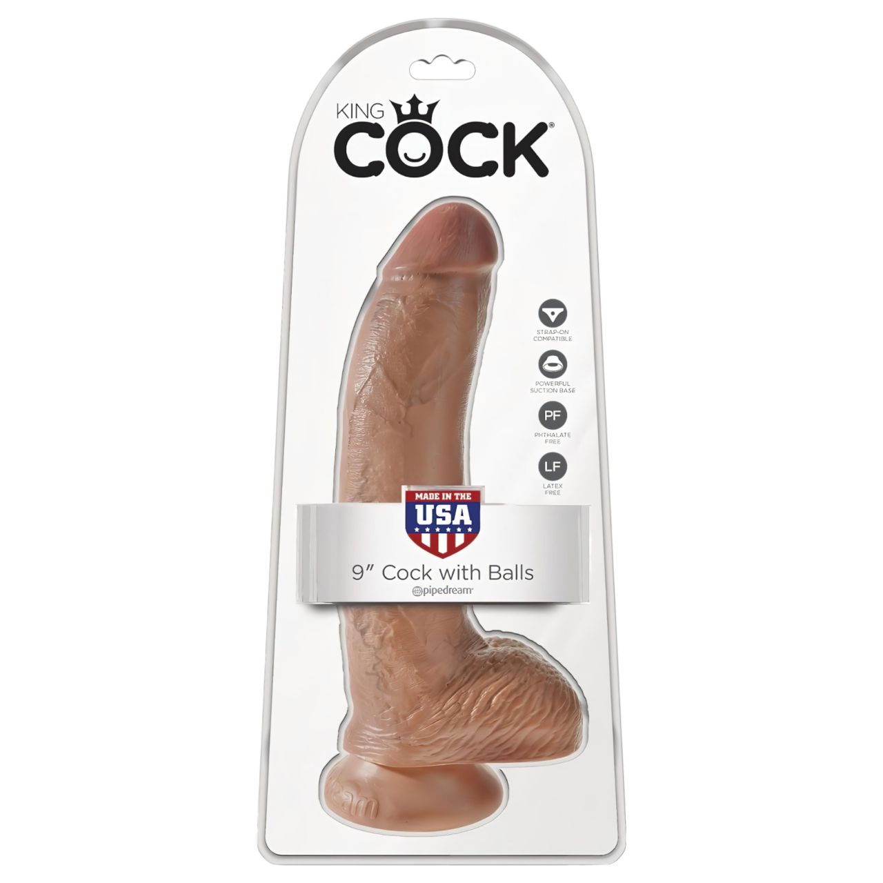 King Cock 9 herés dildó (23 cm) - barna King Cock 9 herés dildó (23 cm) - barna