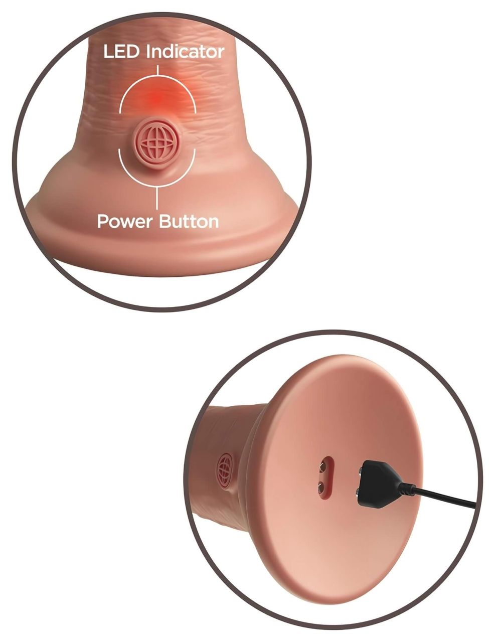 King Cock Elite 8 - tapadókorongos vibrátor (20cm) - natúr