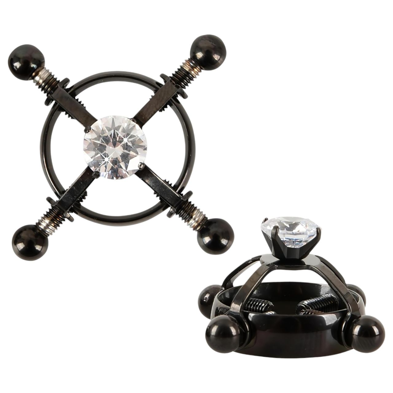 / Bad Kitty - csavaros mellbimbó ékszer (strasszos) - fekete