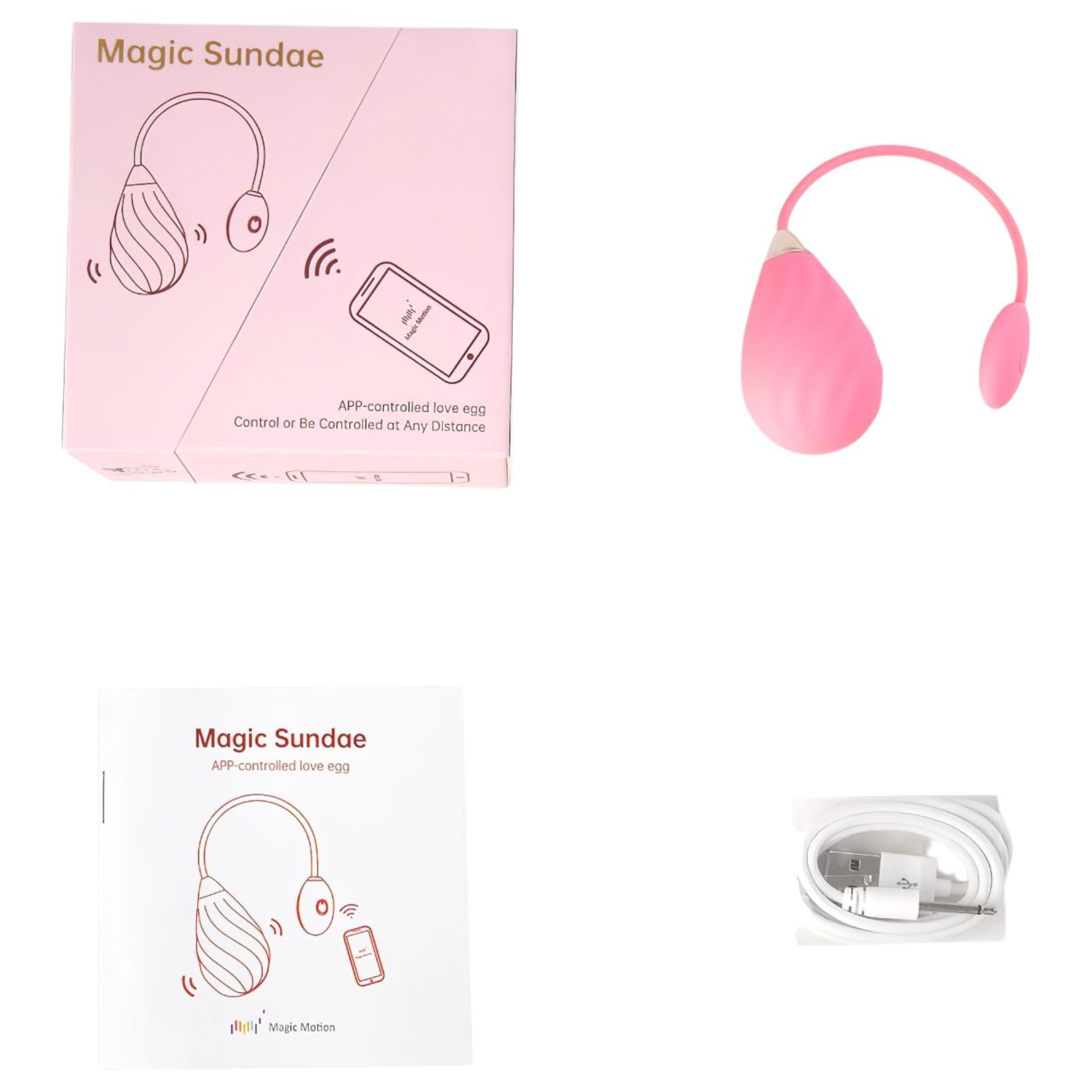 Magic Motion Sundae - App-vezérelt vibrációs tojás (pink) Magic Motion Sundae - App-vezérelt vibrációs tojás (pink)
