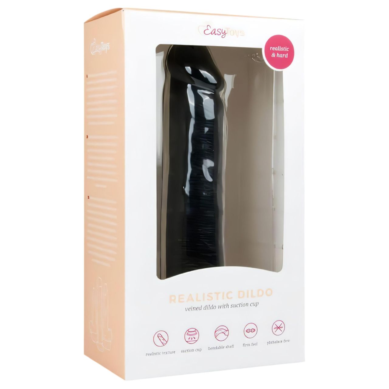 EasyToys - tapadókorongos élethű dildó (20,5 cm, fekete) EasyToys - tapadókorongos élethű dildó (20,5 cm, fekete)