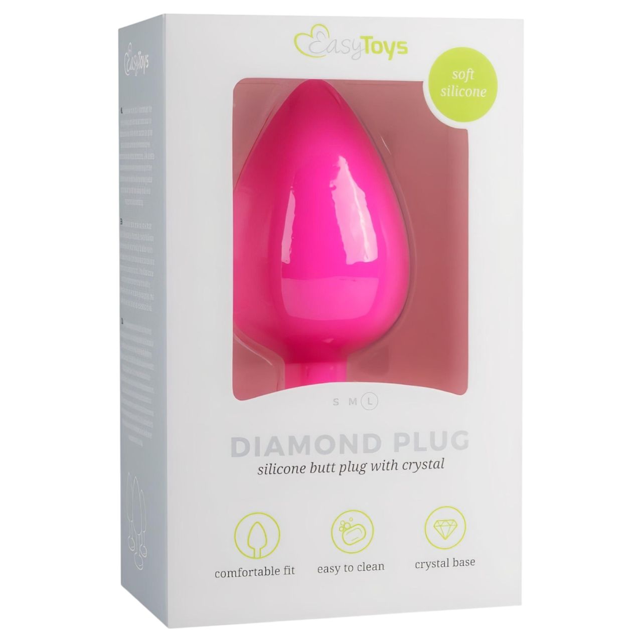 EasyToys Diamond - fehér köves anál plug (nagy, pink) EasyToys Diamond - fehér köves anál plug (nagy, pink)