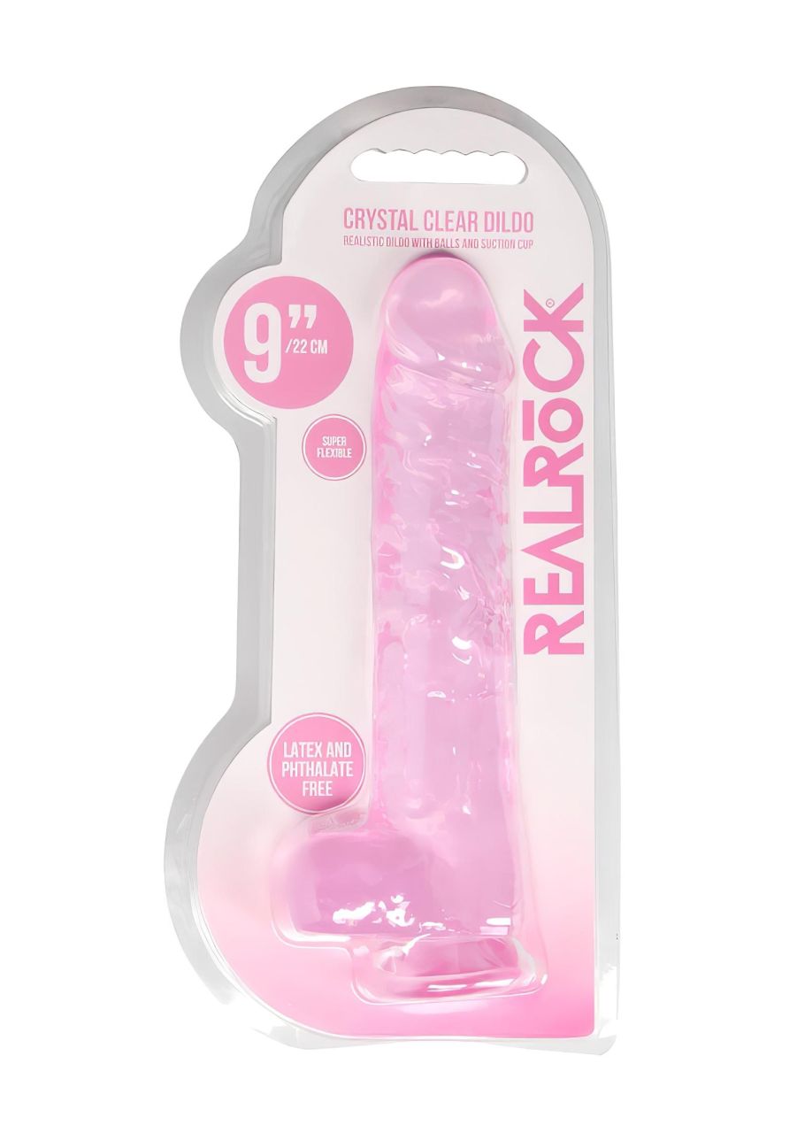 RealRock - átlátszó élethű dildó (pink, 22 cm) RealRock - átlátszó élethű dildó (pink, 22 cm)
