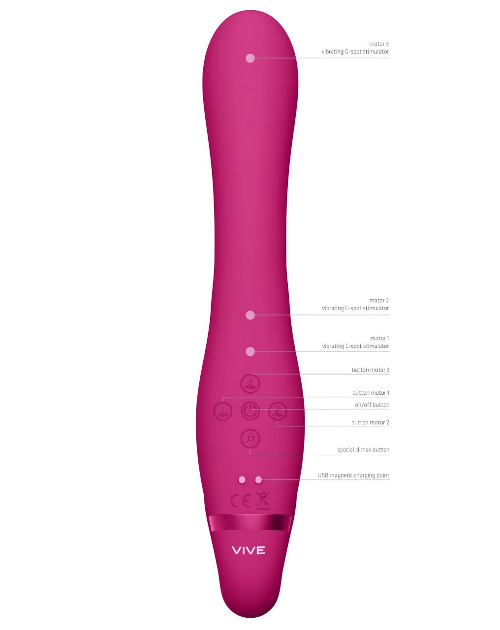 Vive Suki - felcsatolható vibrátor tartópánt nélkül (pink)