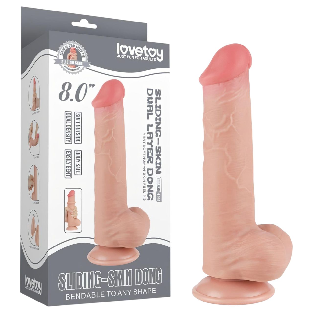 Lovetoy Sliding-Skin - herés kétrétegű dildó - 20,8 cm (natúr) Lovetoy Sliding-Skin - herés kétrétegű dildó - 20,8 cm (natúr)