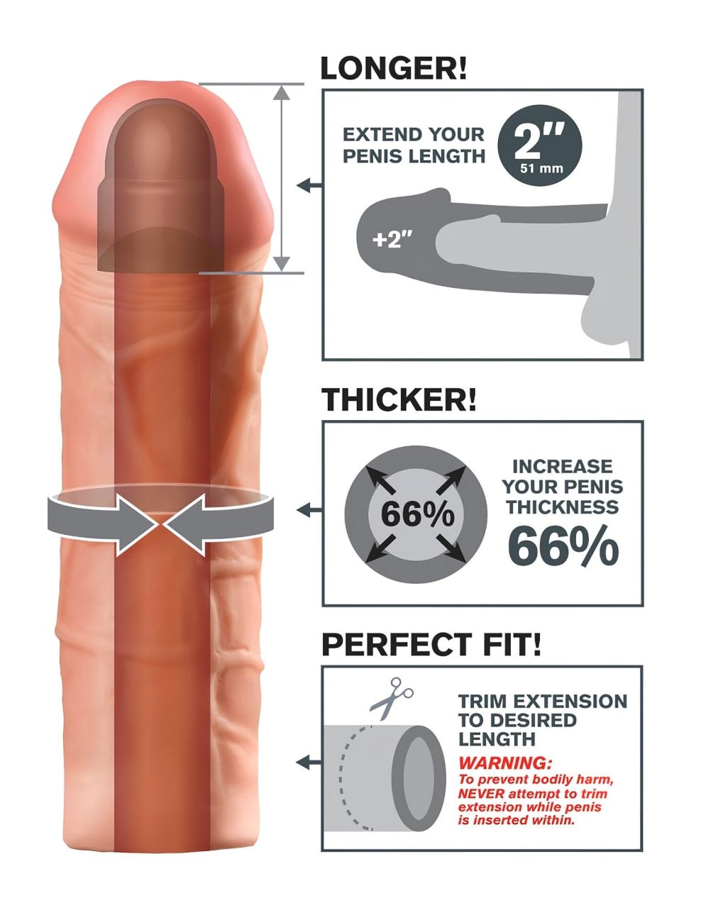 Pipedream - X-TENSION Mega 2 - élethű péniszköpeny (20,3 cm, testszínű) Pipedream - X-TENSION Mega 2 - élethű péniszköpeny (20,3 cm, testszínű)