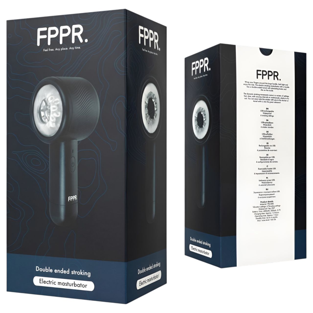 FPPR - akkus, fel-le mozgó maszturbátor (fekete)