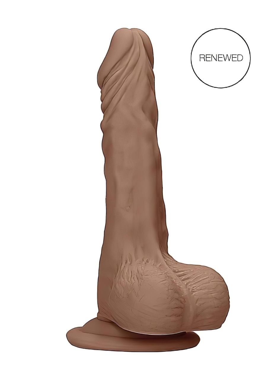 RealRock Dong 7 - élethű, herés dildó (17 cm) - sötét natúr RealRock Dong 7 - élethű, herés dildó (17 cm) - sötét natúr