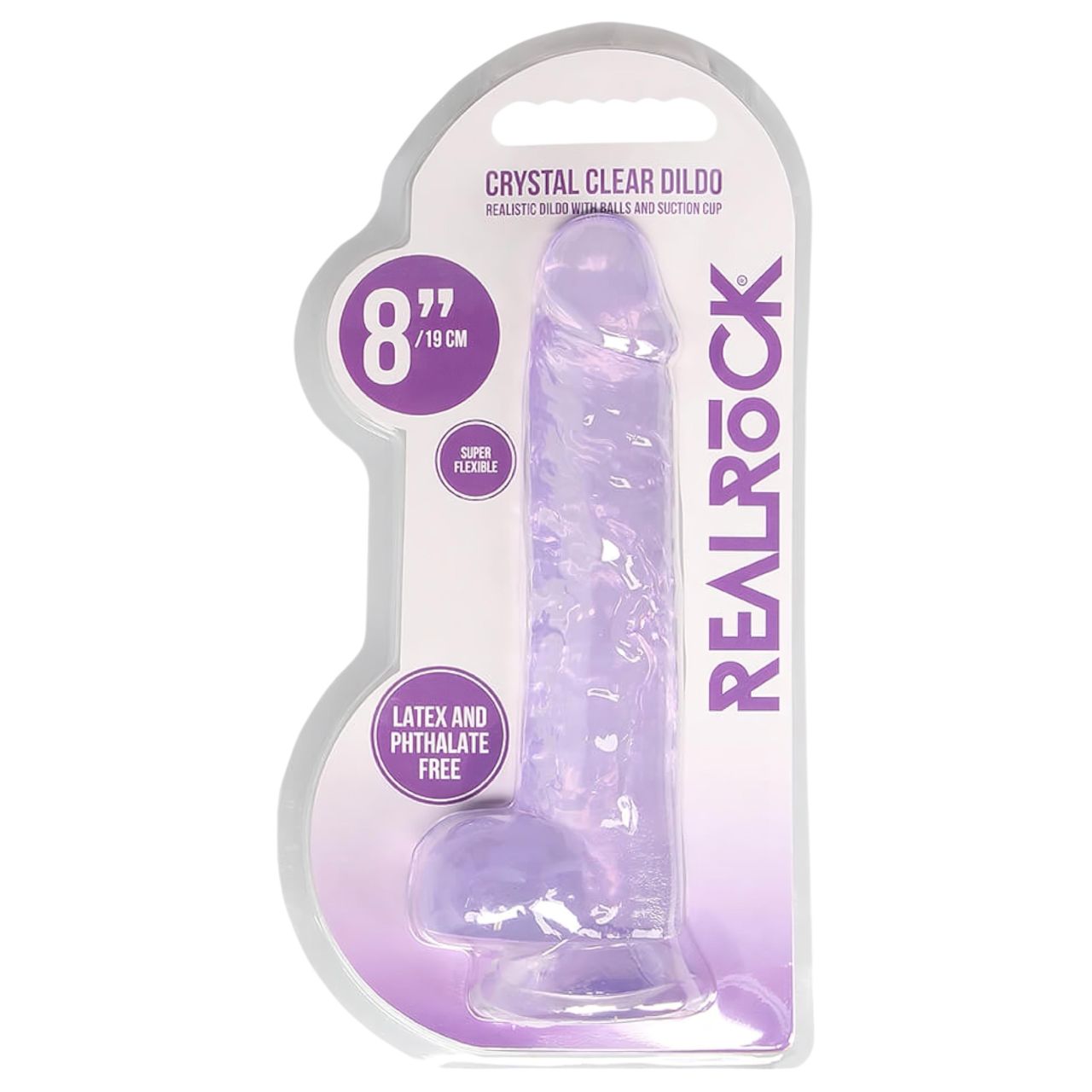 RealRock - átlátszó élethű dildó (lila, 19 cm) RealRock - átlátszó élethű dildó (lila, 19 cm)