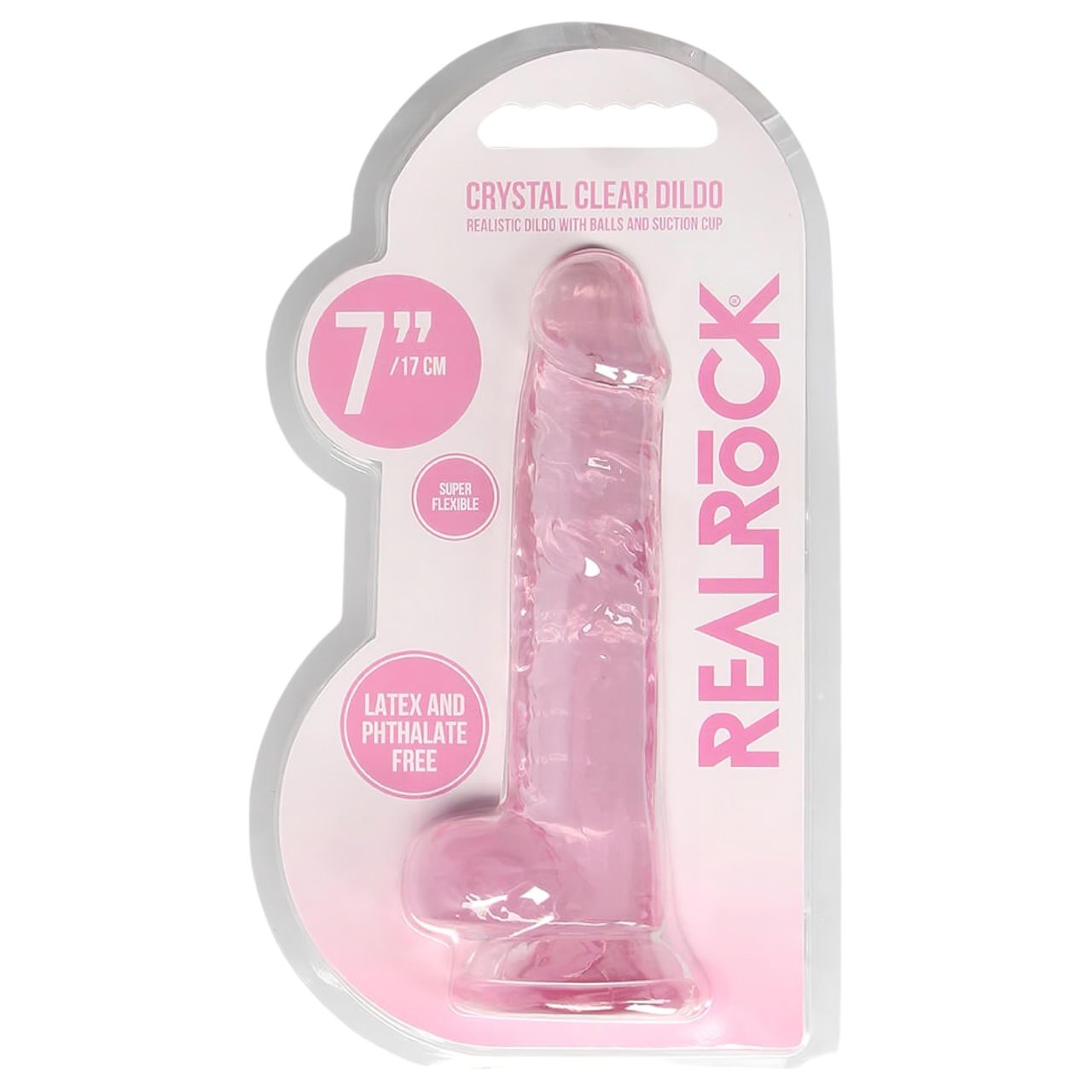 RealRock - átlátszó élethű dildó (pink, 17 cm) RealRock - átlátszó élethű dildó (pink, 17 cm)