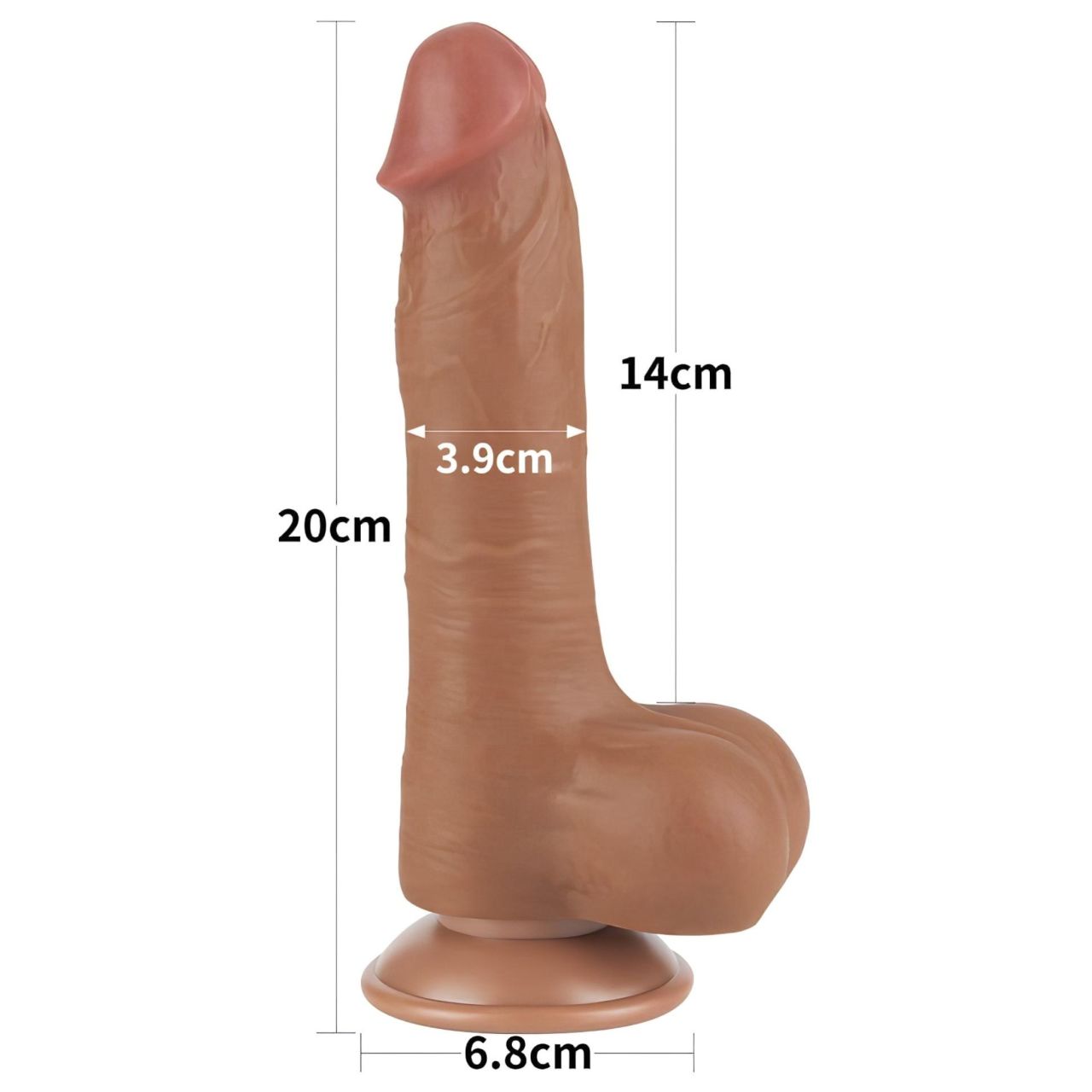 Lovetoy Sliding-Skin - herés kétrétegű dildó - 20,8 cm (sötét natúr)